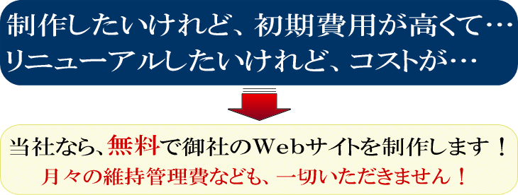 当社なら、無料で御社のＷｅｂサイトを制作します！